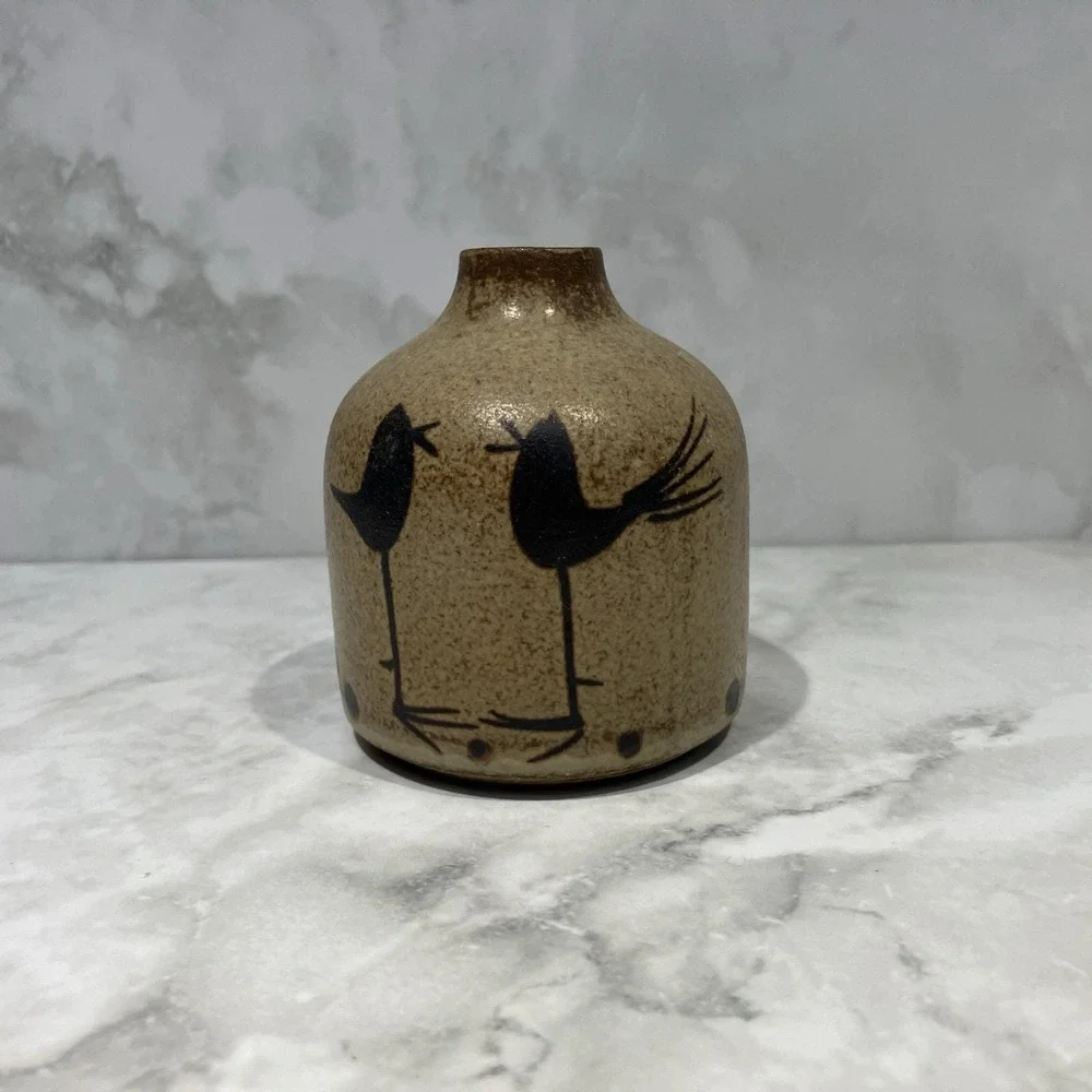 Vintage Otagiri OMC Japan Pottery Small Weed Pot Vase Brown 3